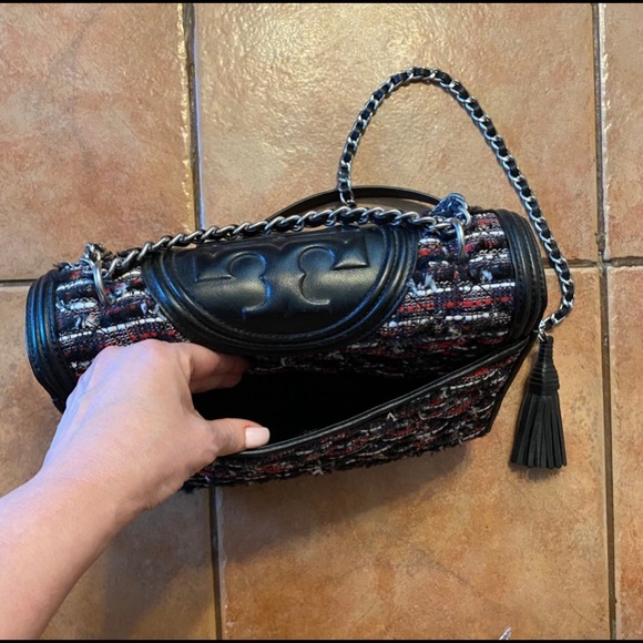 TORY BURCH FLEMING TWEED CONVERTIBLE SHOULDER BAG - Picture 7 of 13